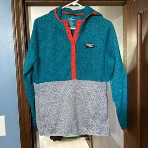L.L. Bean quarter button fleece jacket with hood